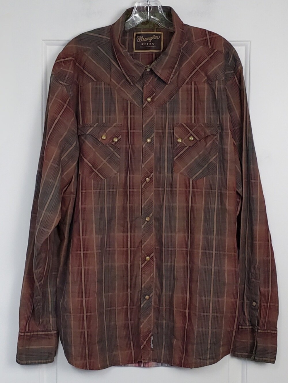 Wrangler Retro Mens Plaid Pearl Snap Premium Western Shirt - Size XXL - GUC